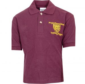 Logo School PK Polo T-Shirt Burgandy SIr John Moore Primary School